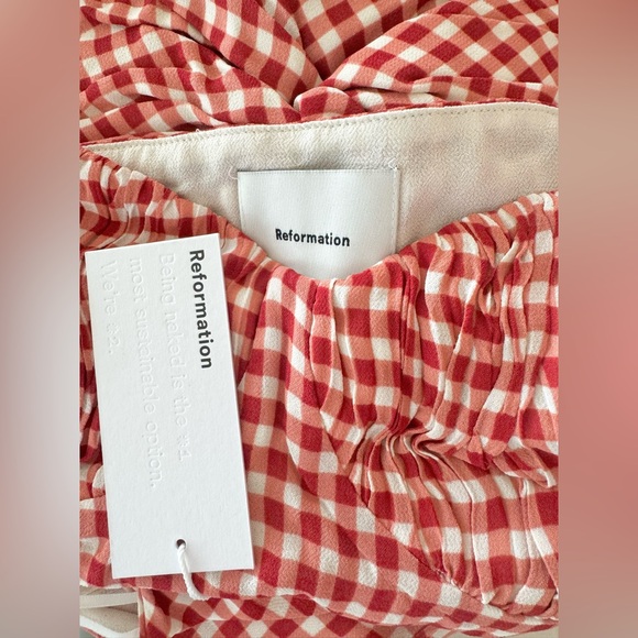 NWT Reformation Alana Tomato red Check two piece skirt set sz 6 - Picture 13 of 13